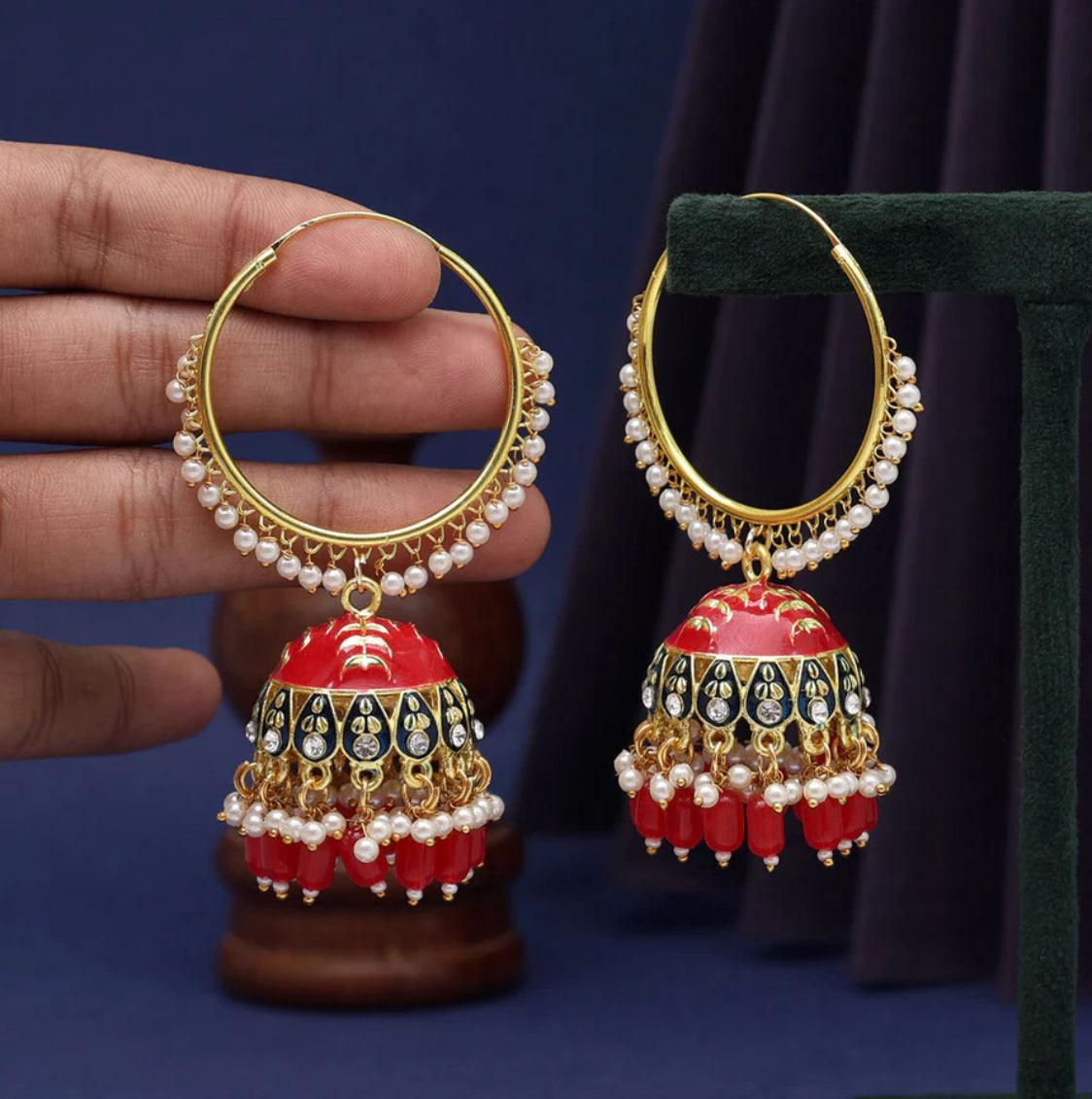 Alluring Meenakari Jhumka - SLAYDY